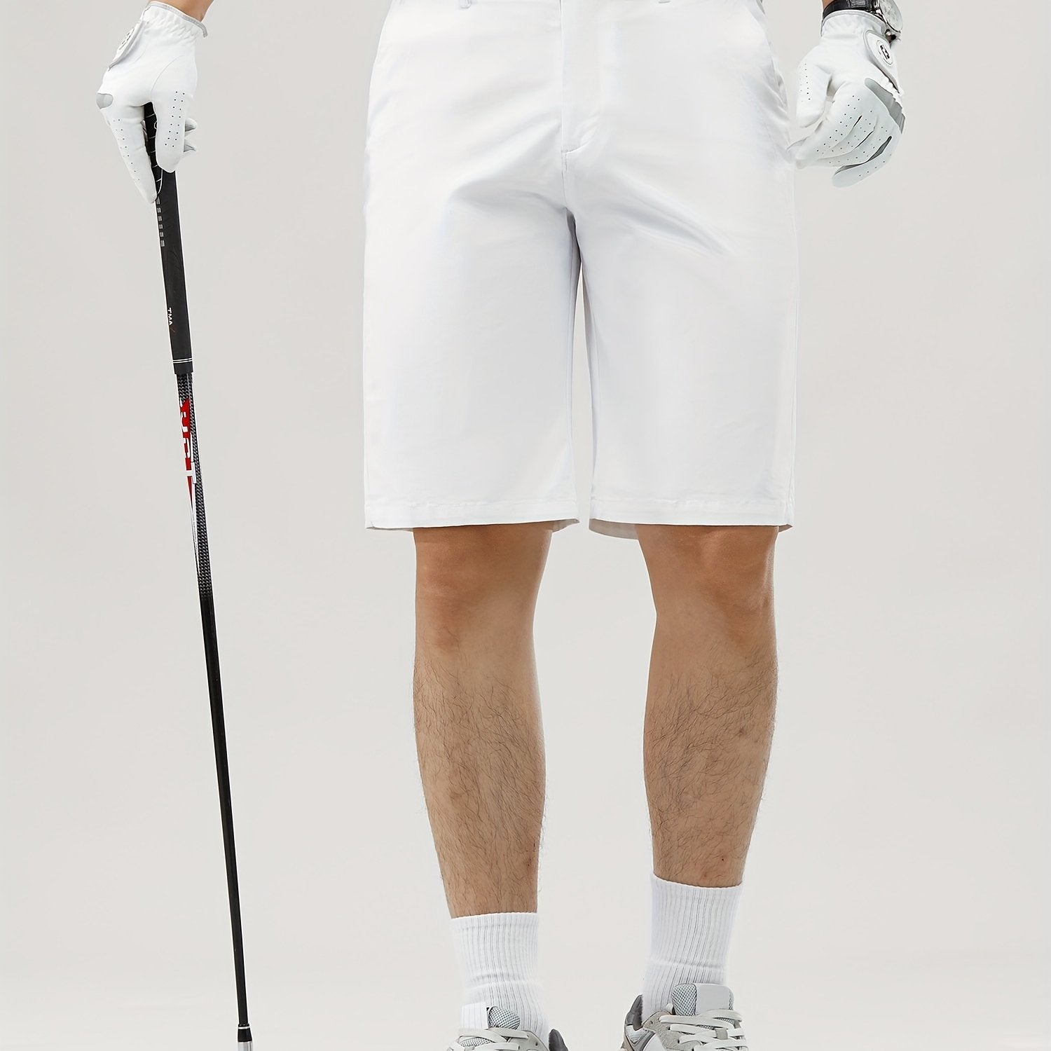 Men's Lightweight Golf Shorts with Elastic Waistband, UV Protection, and Multiple Pockets - Breathable Cotton-Spandex Blend for Casual, Outdoor, and Golf Activities - Solid Mint Green