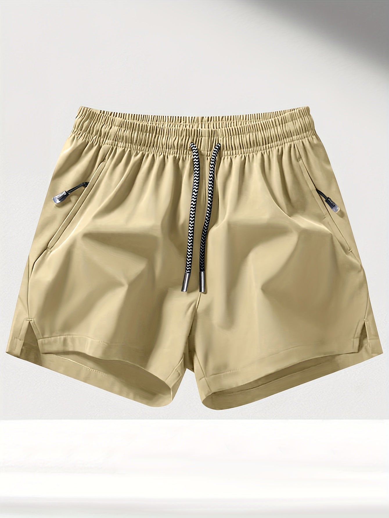 5pcs Men'S Summer Sports Shorts - Breathable, Lightweight, Moisture-Wicking Drawstring Waist, Solid Colors (Green, Red, Purple, Blue, Tan) for Casual, Outdoor, and Athletic Activitie