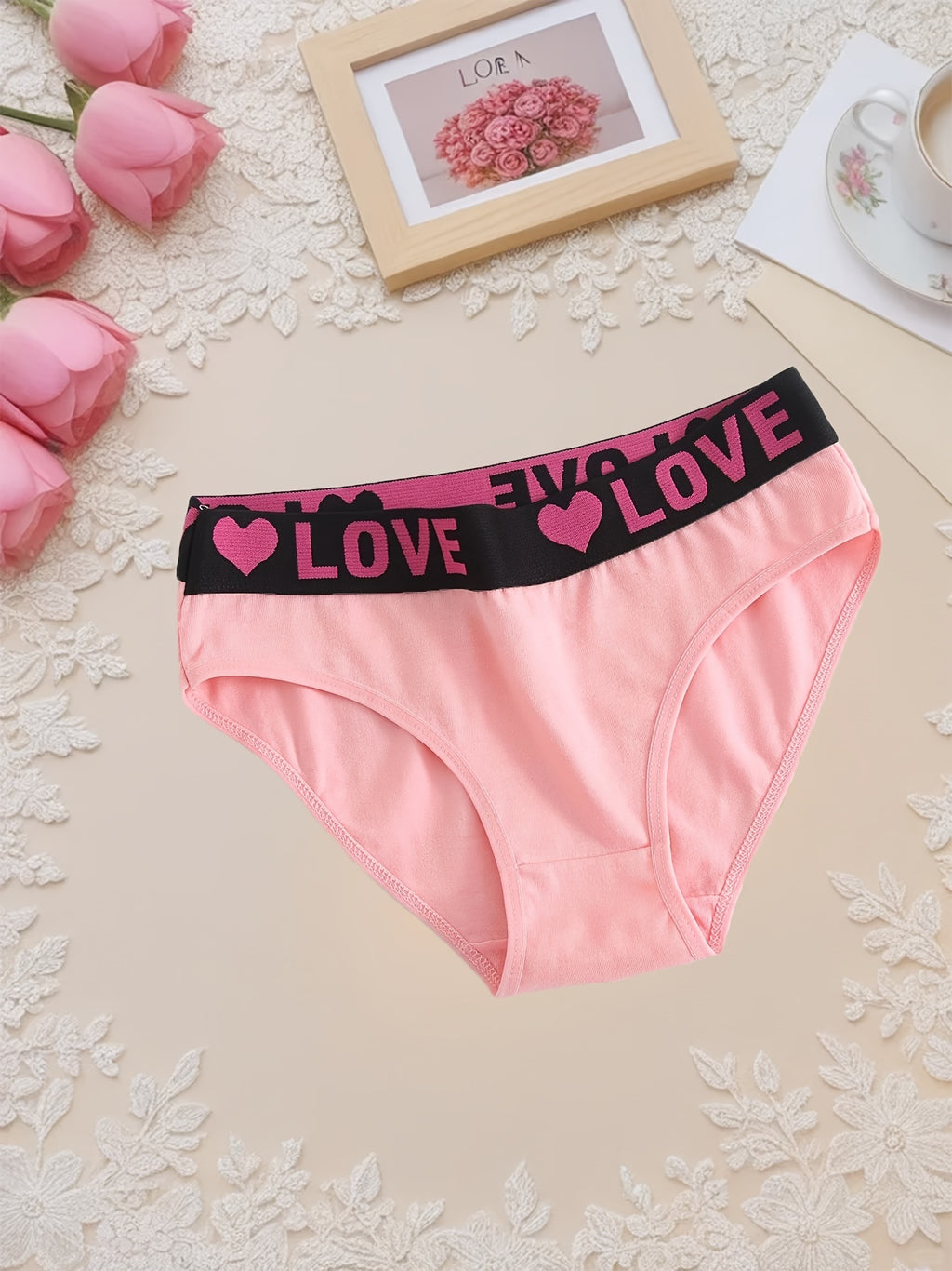 10-Pack Elegant Cotton Briefs for Women, Mid-Rise Comfortable Breathable Underwear with Wide Elastic Waistband, Assorted Alphabet Patterns