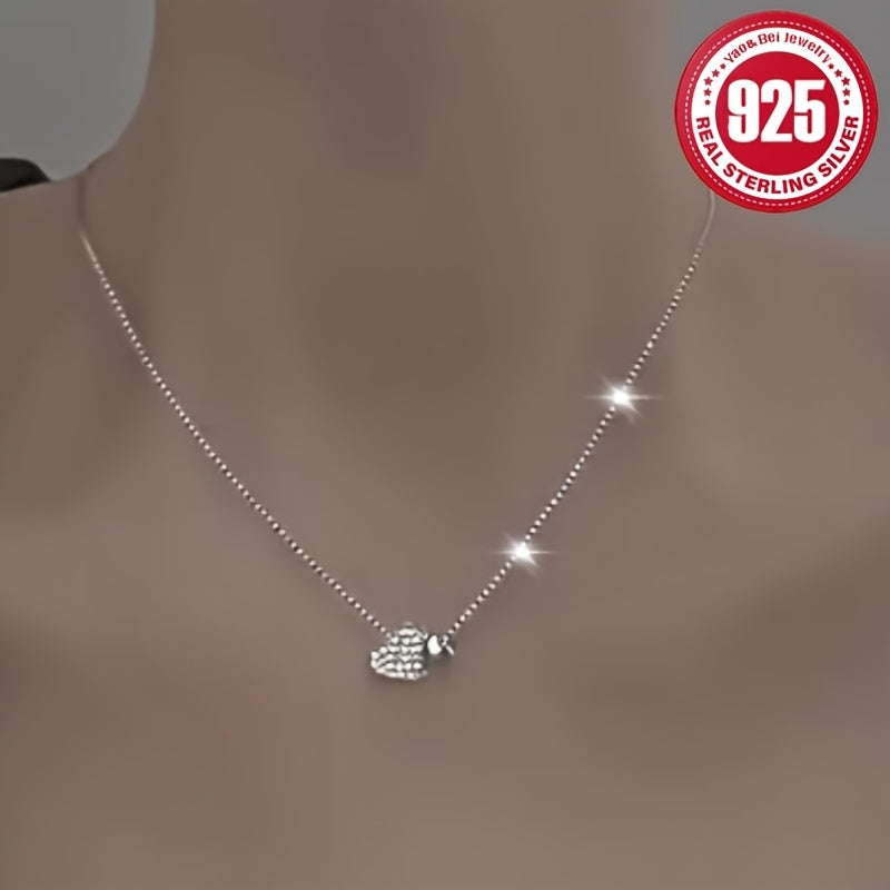 1pc Women's Fashion Necklace Elegant 925 Sterling Silver DIY Handmade Double Love Necklace is the best choice for birthday wedding season home and Easter Mother's Day gifts