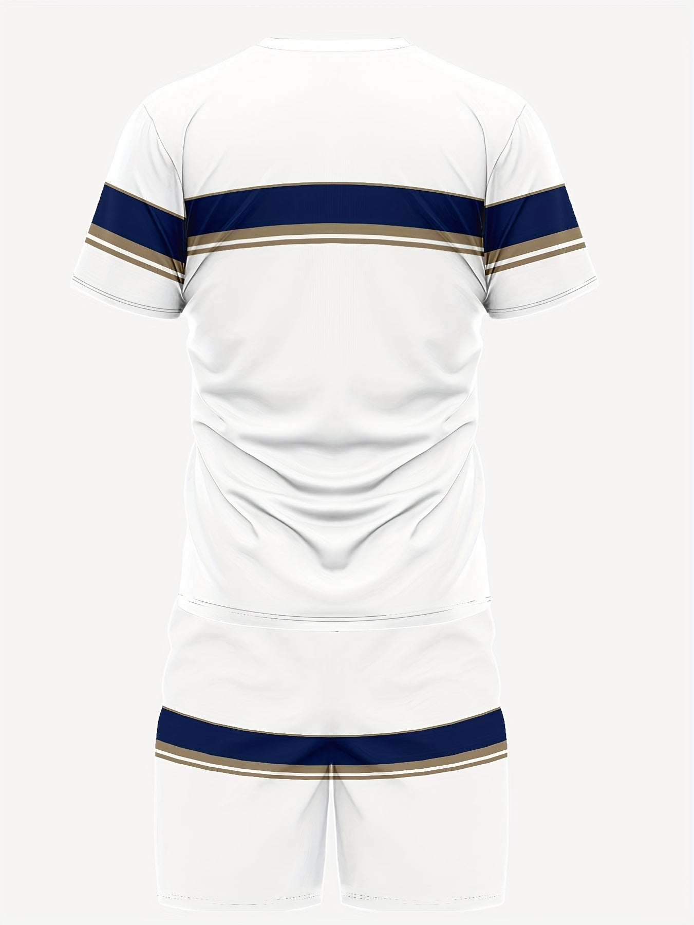 Men'S Athletic T-Shirt & Shorts Set - Navy Blue & White, Drawstring Waist, Sleeveless, Summer Sportswear, Casual Attire|Sporty Look|Comfortable Fi