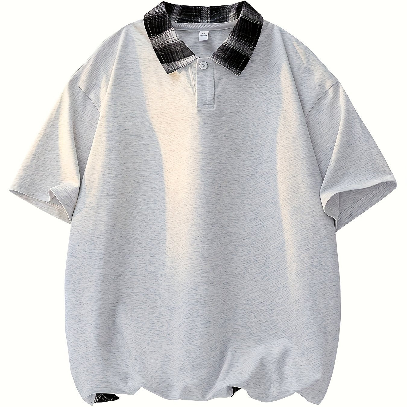 Men'S Casual Color Block Polo Shirt - Short Sleeve, Breathable Polyester, Summer Essential with Yellow and White Check Collar, Relaxed Fit for Weekend Attire, Casual Summer Shirt | Check Pattern Shirt | Polyester Fabric