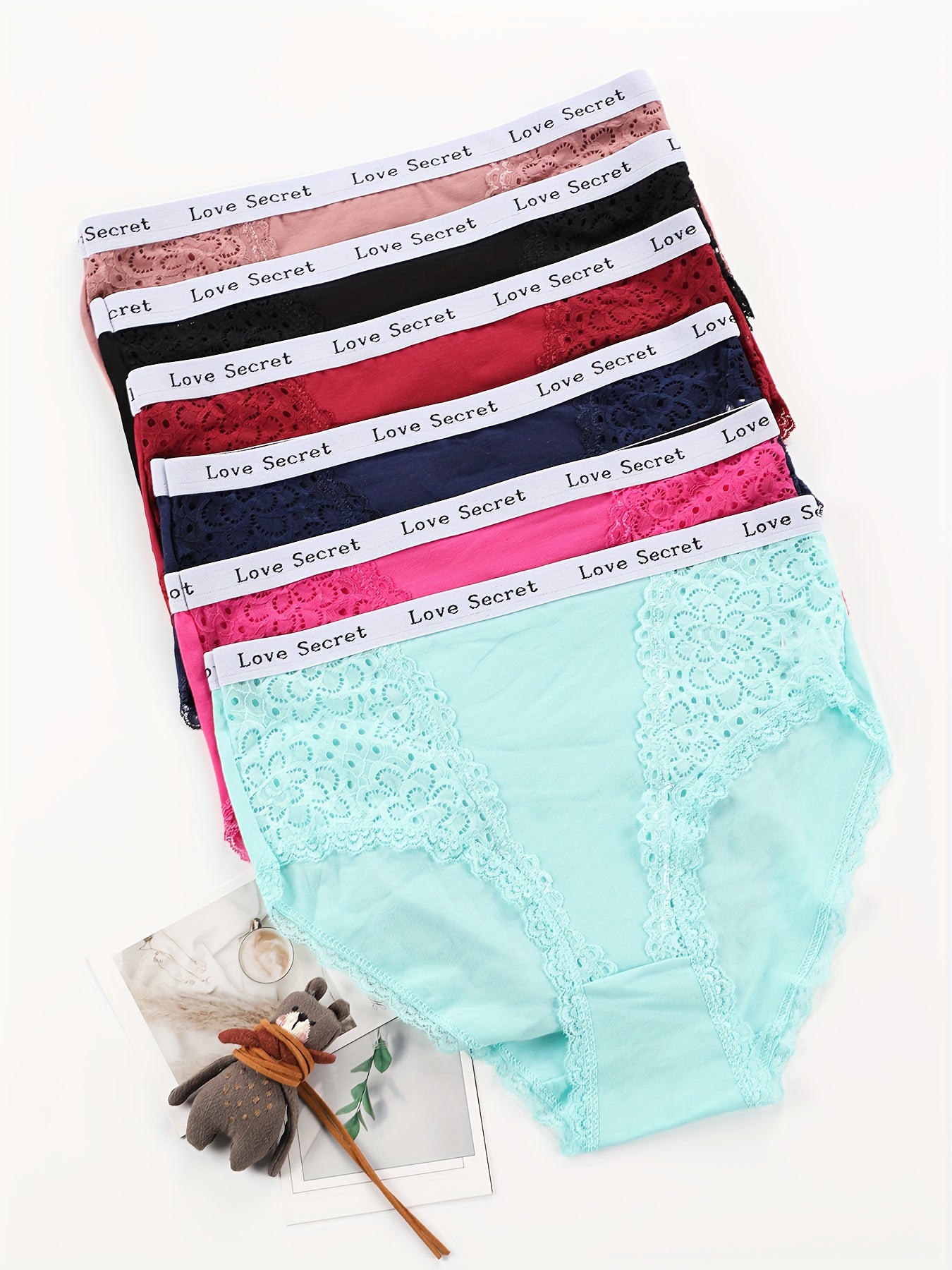 6-Pack Elegant Lace Embroidered Women's Briefs - Soft, Comfortable Mid-Rise Underwear with \