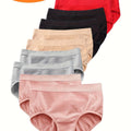 10pcs A Pack of 10 Women's Fashion Seamless Mid-Waist Solid Color Large Size Breathable and Comfortable Hip-Hugging Panties Recommended Size S-XXL