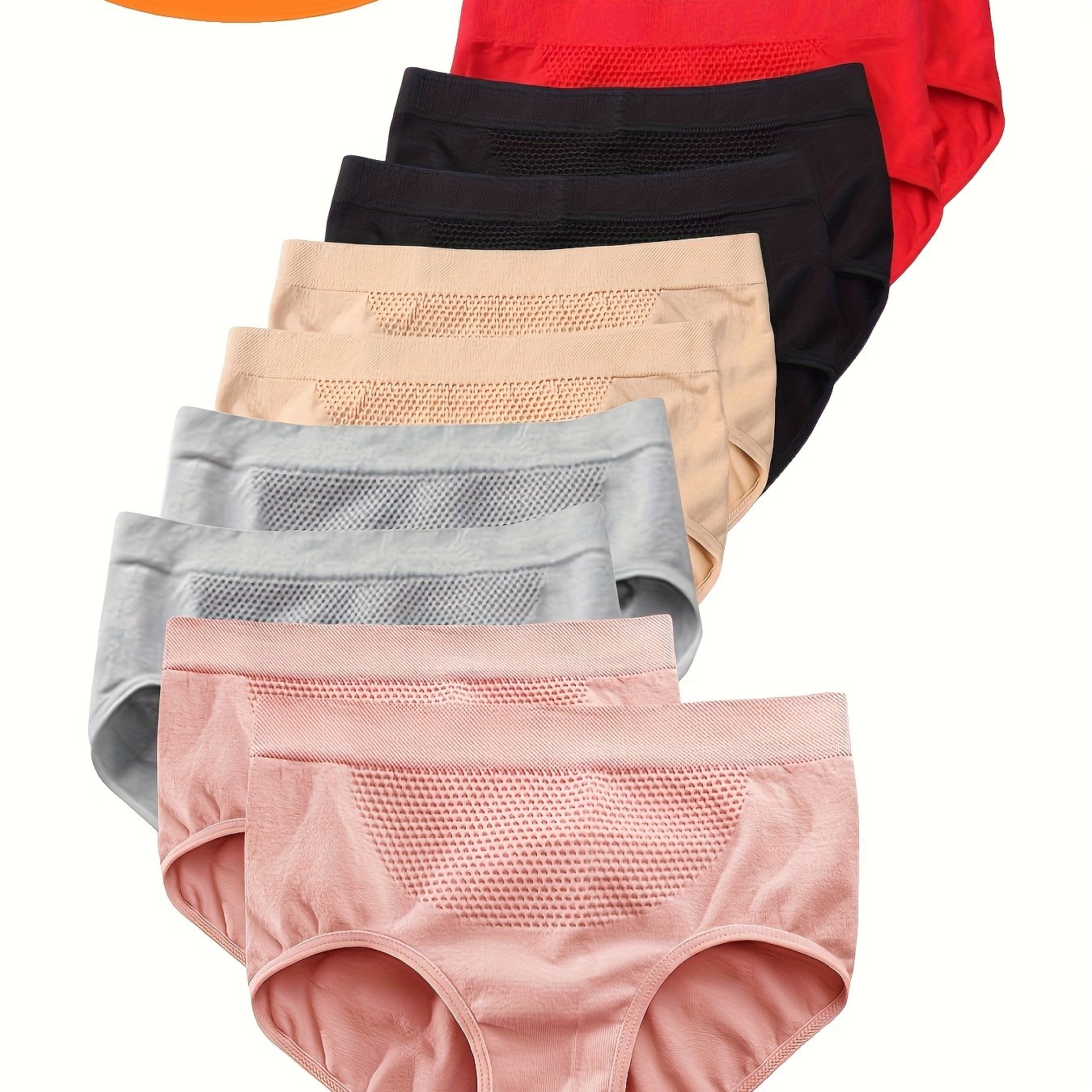 10pcs A Pack of 10 Women's Fashion Seamless Mid-Waist Solid Color Large Size Breathable and Comfortable Hip-Hugging Panties Recommended Size S-XXL