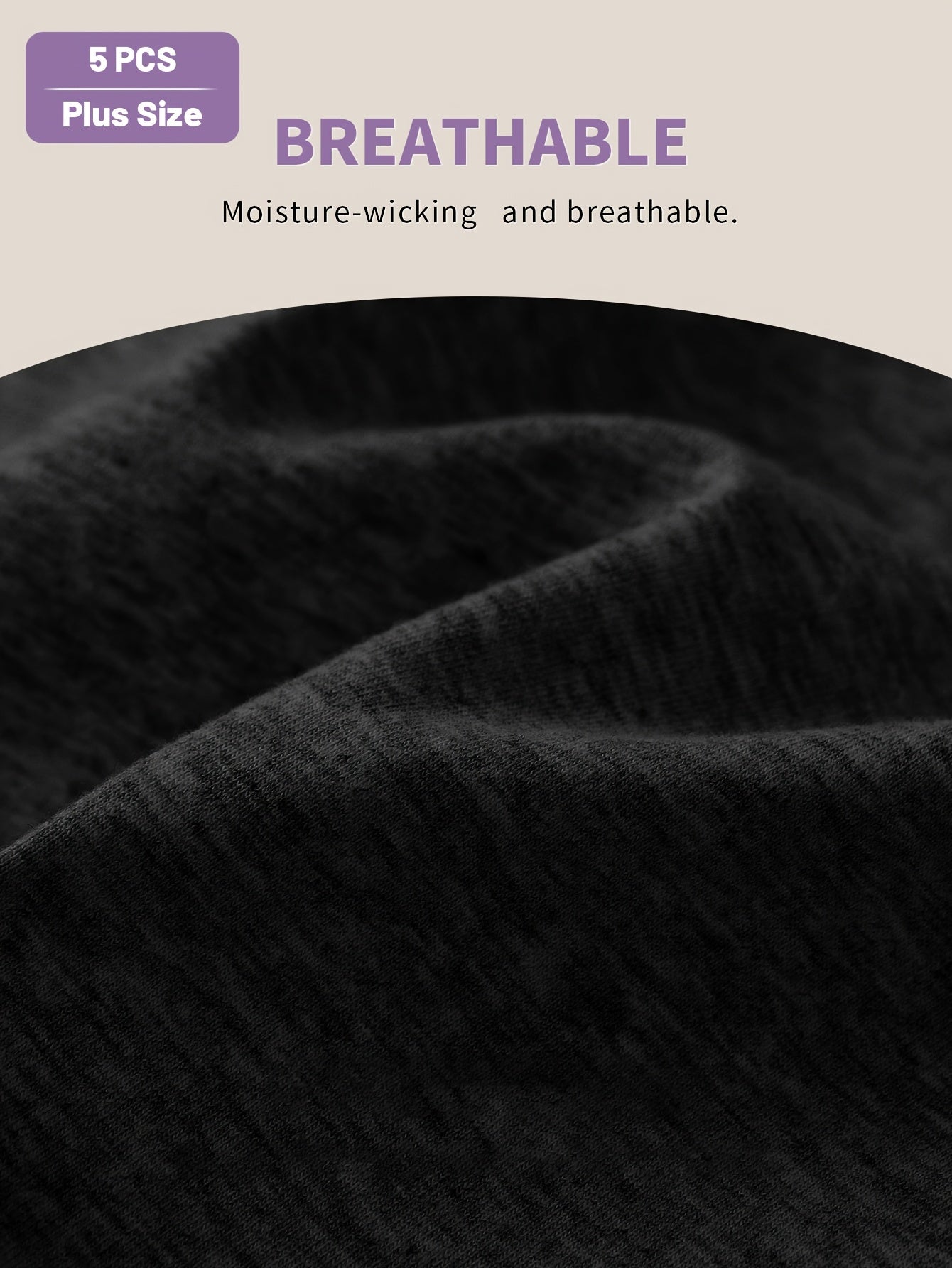 5-Pack Large Size Women'S Underwear, Mid-Rise Panties, Color-Blocking, Tummy Control