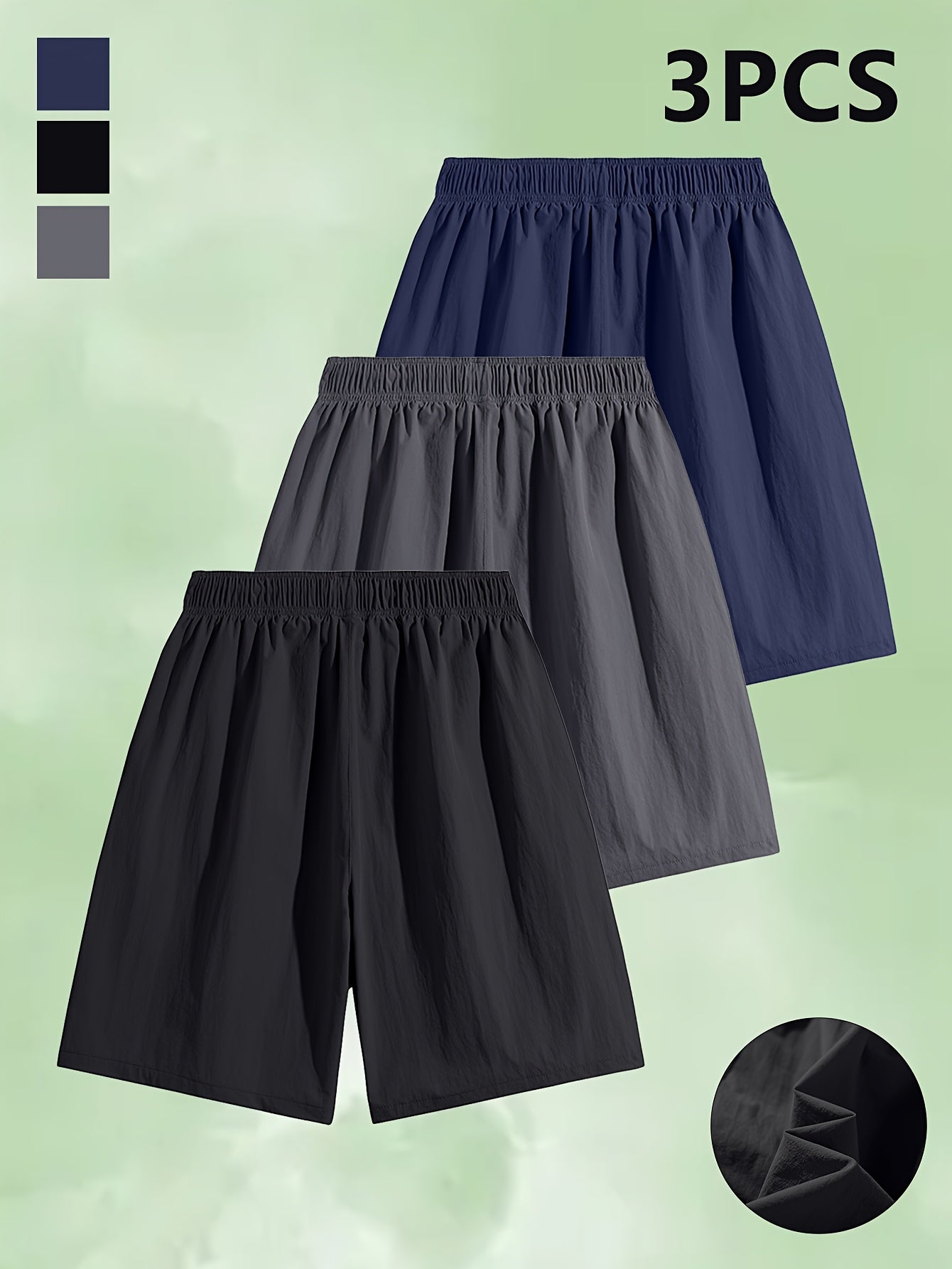 Elson OBM 3pcs Men's Spring\u002FSummer New Sports Shorts with Drawstring Waist and Zip Pocket Design, Suitable for Running and Training, Machine Washable, Spring\u002FSummer Fitness Wear