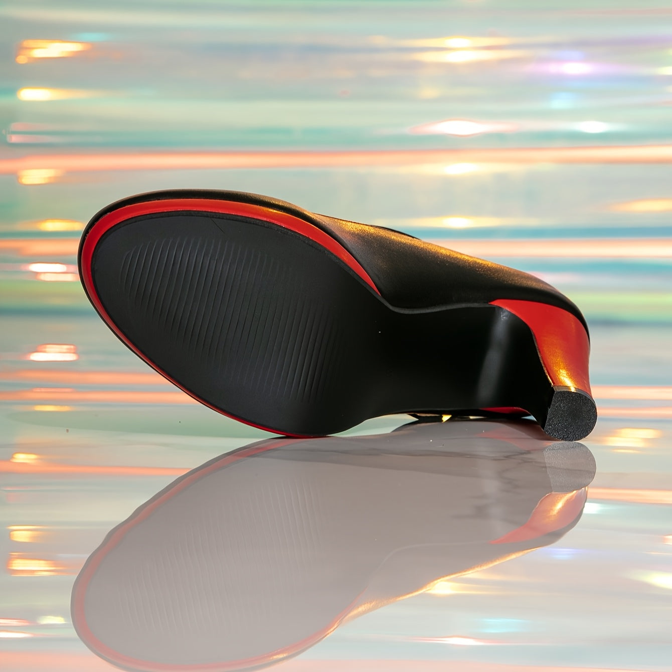 Women's Red & Black Chunky Heel Platform Sandals - High Quality Synthetic Cover Round Toe High Heels with Ankle Strap, All-Season Comfort & Durable Rubber Sole for Casual & Formal Occasions, Formal Sandals | Mary Jane Style | Synthetic Cover Shoes