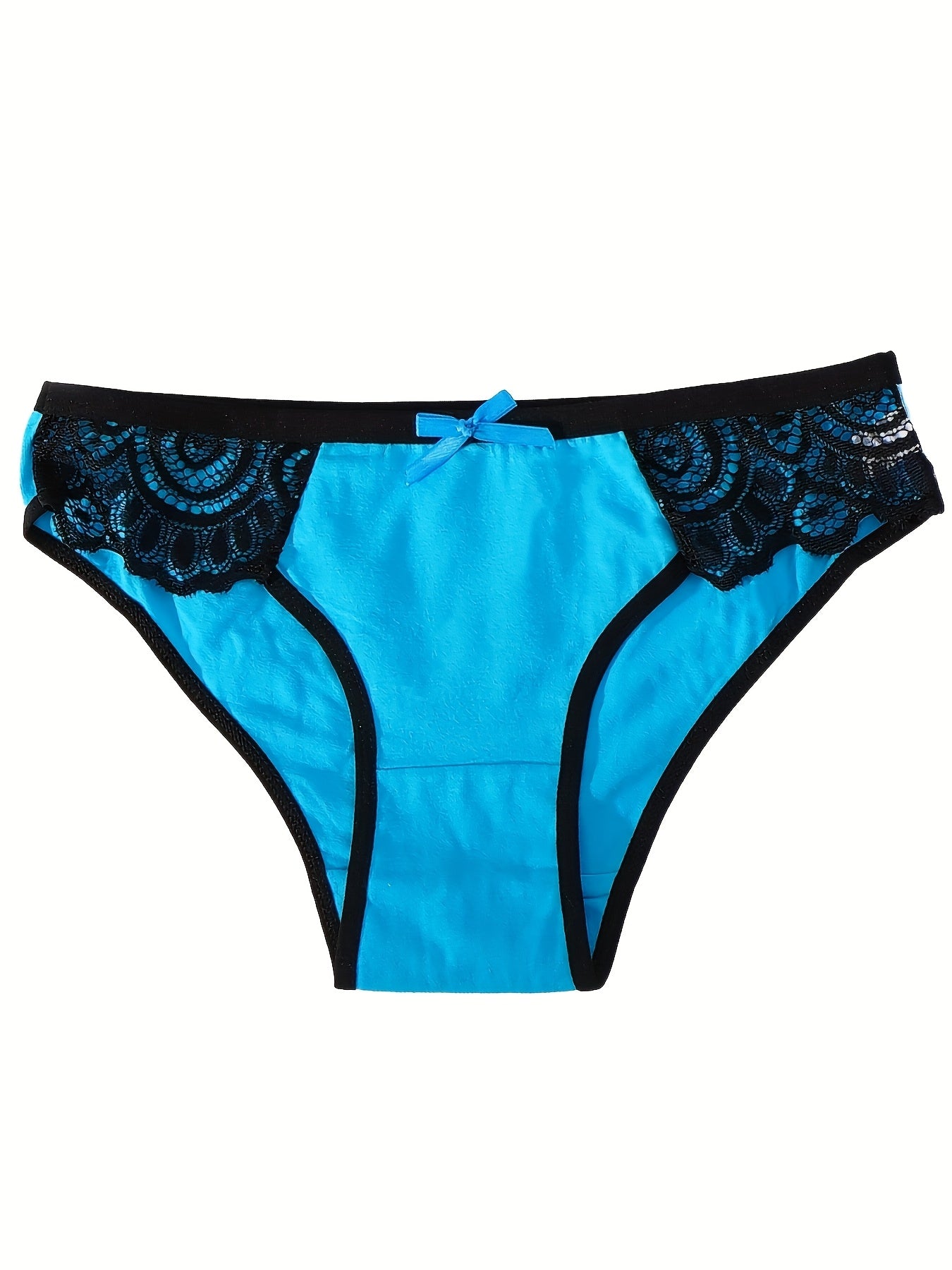 6pcs Women's Contrast Lace Underwear - Sexy Breathable Briefs with Bow Detail, Color Block Design & Floral\u002FGeometric Patterns, Soft Stretch Fabric for Everyday Comfort, Cute Underwear, Feminine Lingerie, Elegant Bow Detail, Intricate Lacework