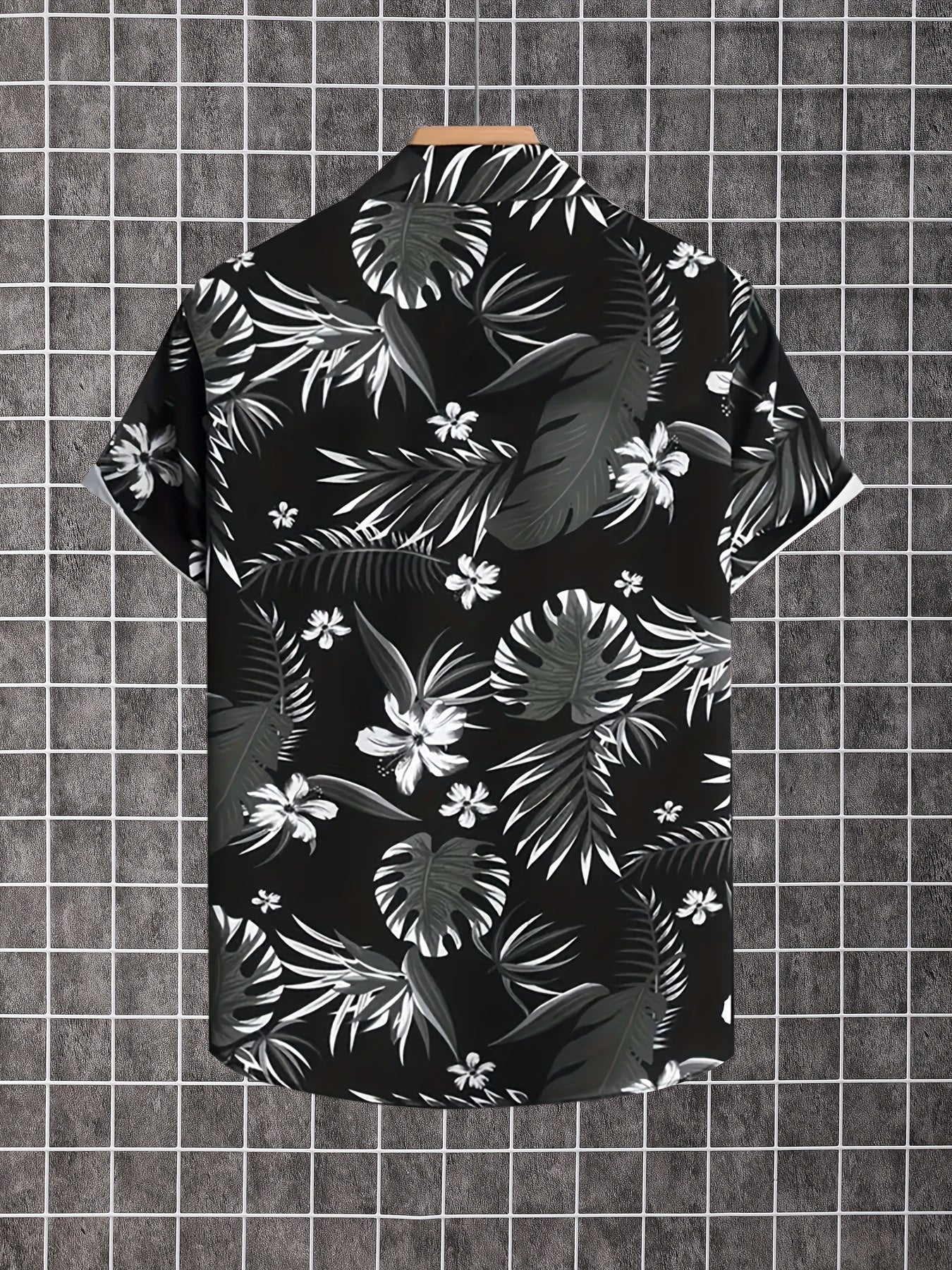Men'S Summer Short-Sleeve Button-Up Shirt with Prints
